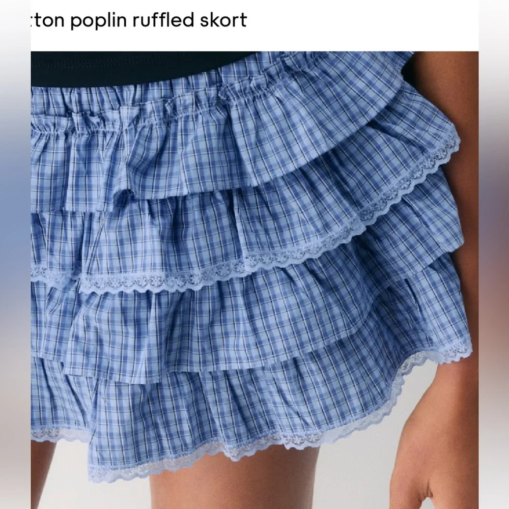 NWT Aritzia Blue Theo poplin Tiered Mini Skirt size xs - Picture 5 of 12